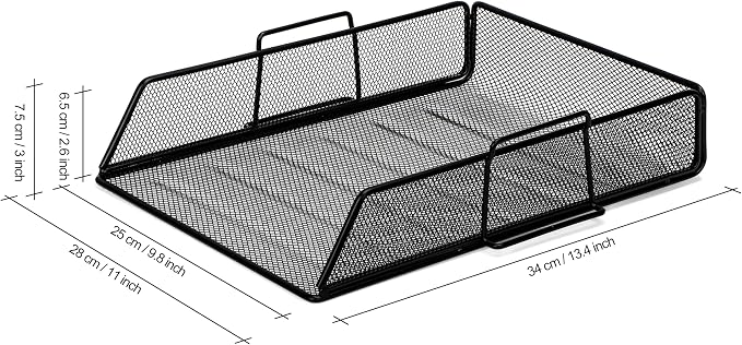 EXERZ Paper Trays Stackable 6pcs including 4 x Sorters, 1 x Top Tray,1 x Side Basket - Metal Desk Organiser/File Holder - Office, School - Image 3