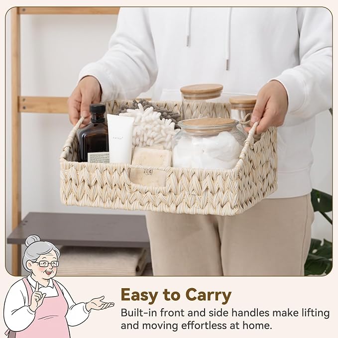 GRANNY SAYS Wicker Storage Baskets for Shelves, Large Wicker Basket | Wicker Storage Baskets for Pantry, Open Front Basket for Shelves, Kitchen Storage Baskets, Decorative Basket for Home Decor - Image 3