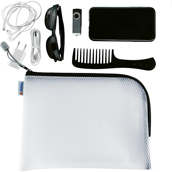 Herma 20021 Zip Toiletry Bag A5, transparent (26 x 20 cm) small zippered travel pouch for cosmetics, liquids, make-up, toothbrush, clear cosmetic bag with zipper in black - Image 2