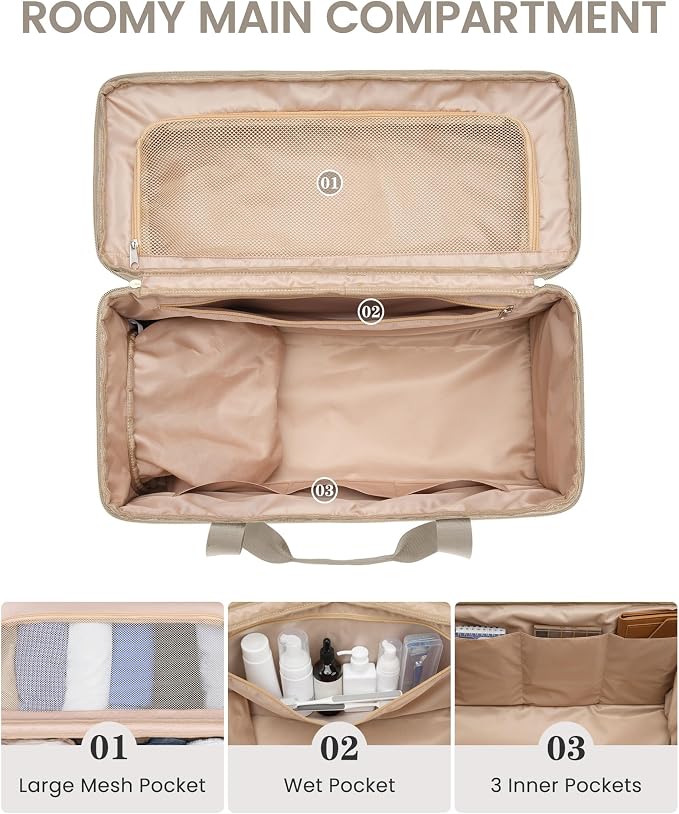 Weekender Travel Duffle Bag for Women: Overnight Bags with Shoe Compartment Carry on Bags for Airplanes with Toiletry Bag Weekend Yoga Gym Bag with Wet Pocket - Image 3
