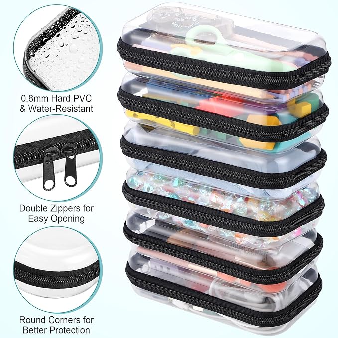 Sanwuta 6 Clear Hard Zipper Case,Black,7.48 X 3.94 X 2 Inch | Pencil Case Pouches ,Makeup Bag,Plastic Toiletry Diaper Bag ,Travel Toy Storage,Waterproof Organizer Bins - Image 4
