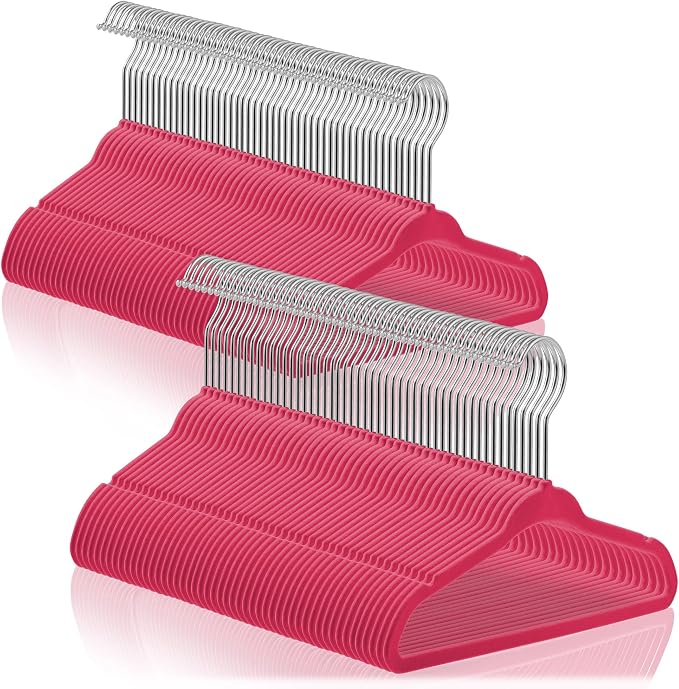 Casafield 100 Velvet Baby Hangers - 11" Size for Infant & Toddler Clothes - Pink by Casafield