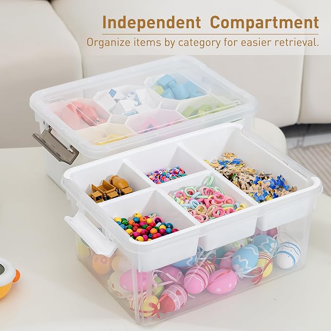 Citylife 17 QT Plastic Storage Bins Clear Storage Box with Lids Multipurpose Stackable Storage Containers for Organizing Tool, Craft, Crayon, 4 Packs - Image 5
