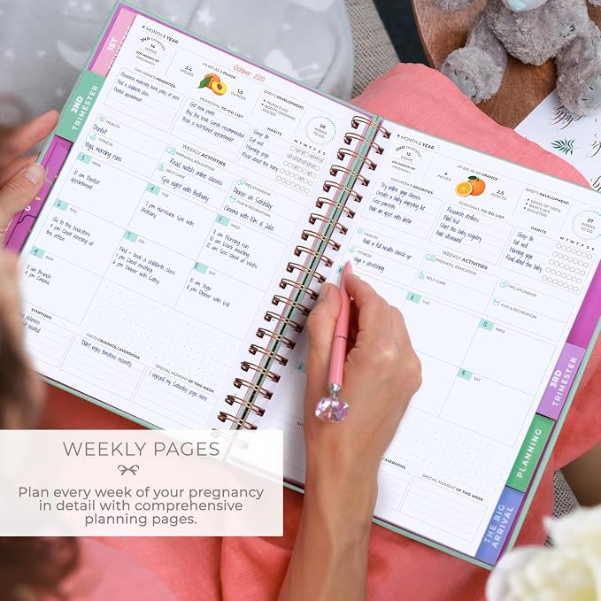 Clever Fox Pregnancy Journal, Expecting First Time Mom Planner Mint Green | Organized pregnancy & baby diary with weekly countdown calendars & checklists, maternity memory book, ivf 9 x 10.5 in - Image 3