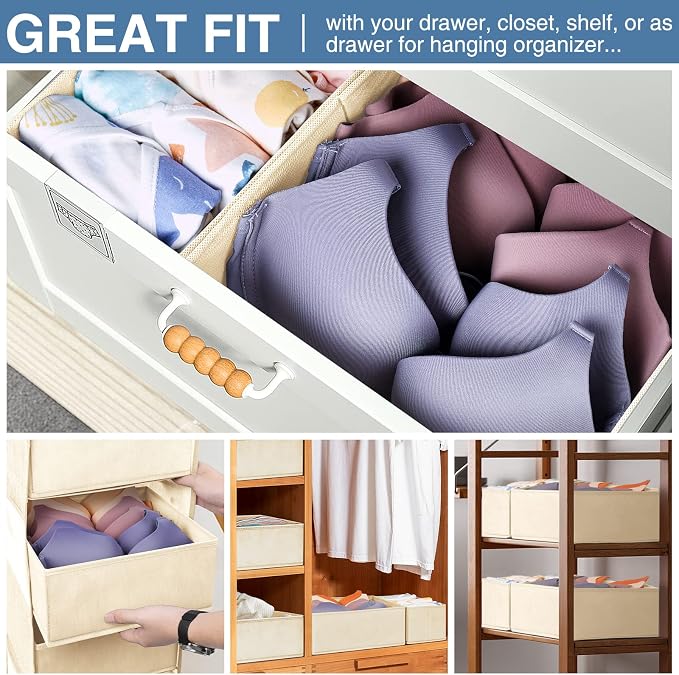 Drawer Organizer Clothes, 24 Pack Dresser Organizer Bins for Nursery Bedroom, Closet Organization and Storage Dividers for Clothing, Baby Clothes, Underwears, Socks (Beige) - Image 4
