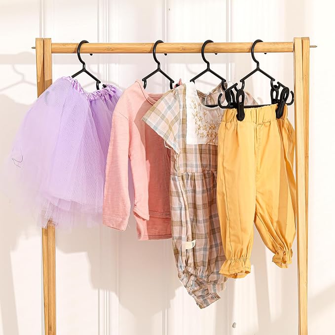 Hsei Baby Hanger with Clip for Pant,15 Packs Total,Black,10.6 Inch | 5 Kids Plastic Hanger with 10 Clips for Newborn, Nursery, Daycare, Preschool, Closet, Wardrobe Organizer for Baby Shower - Image 6