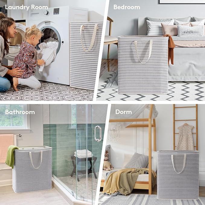 Lifewit 3 Pack Laundry Basket 100L Each, Collapsible Clothes Hamper with Reinforced Handles, Freestanding Waterproof Design for Bedroom and Laundry Room, Grey 300L Total - Image 7
