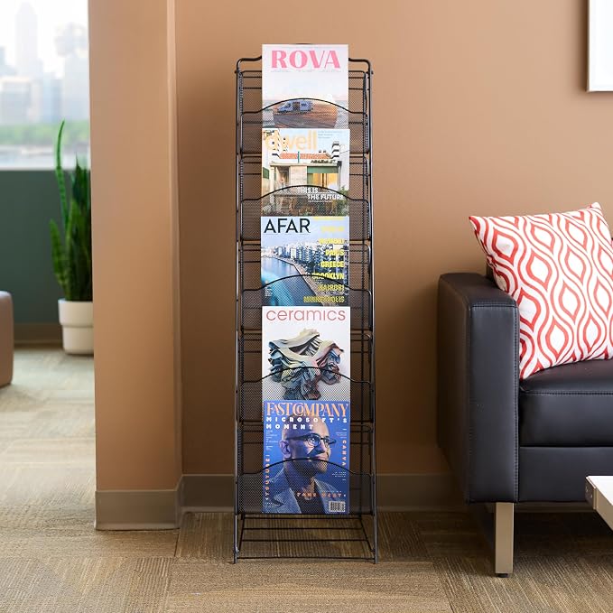 Safco Onyx Mesh Magazine Holder, Ladder Style Display Rack with 5 Pockets, Brochure Organizer, Commercial-Grade Steel Construction, Black - Image 5