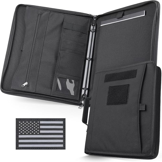 Livans Portfolio Padfolio Binder with Detachable 3-Ring Planner & A4 Paper | Large-12x13.6" Zip Notebook Cover, 25 Sheets Letter Paper, 1" O-Ring, Handle Art Portfolio Bag, for Gift Work Travels School by LIVANS