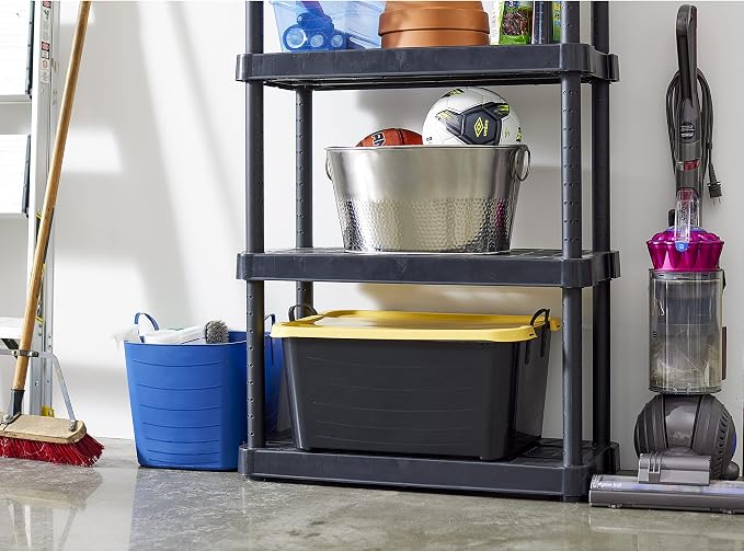 Life Story 6 Pack Heavy Duty Stackable Storage Bin, 55 Quart Home Organizer, Versatile Lightweight Locking Bins with Carrying Handles, Black/ Yellow - Image 6