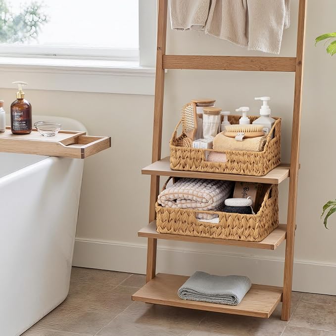 GRANNY SAYS Wicker Storage Basket, Trapezoid Woven Baskets for Storage | Wicker Storage Baskets for Pantry, Open Front Basket for Shelves, Kitchen Storage Baskets, Decorative Basket for Home Decor - Image 7