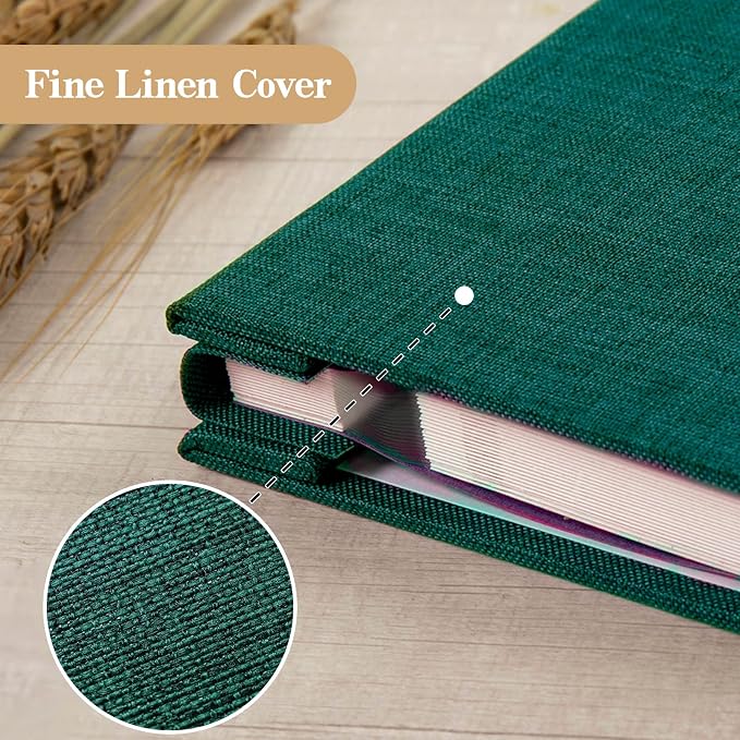potricher Self Adhesive Photo Album 40 Pages, Linen cover, Dark Green | Photo Album Self Adhesive 4x6 5x7 8x10 Pictures, Linen Cover DIY Scrapbook Albums for Family, Wedding, Baby, Anniversary - Image 5