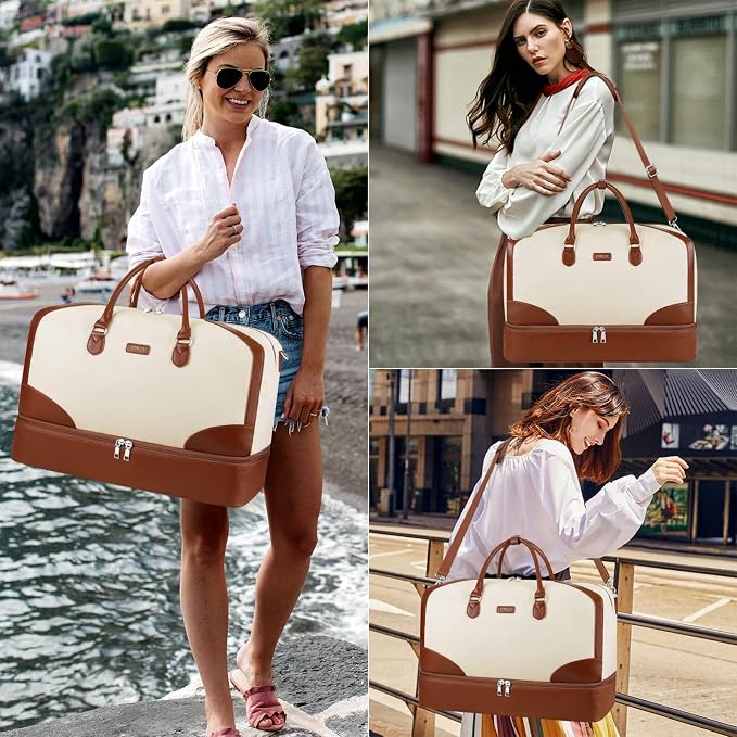 ITIEZY Weekender Bag for Women 21.5" Travel Duffel Large Carry On Bag 3PCS | Nylon Duffel Bag with Waterproof Shoe Compartment, Crossbody Bag and Toiletry Bag, Travel Weekend Hospital Overnight Gym Bag - Image 2