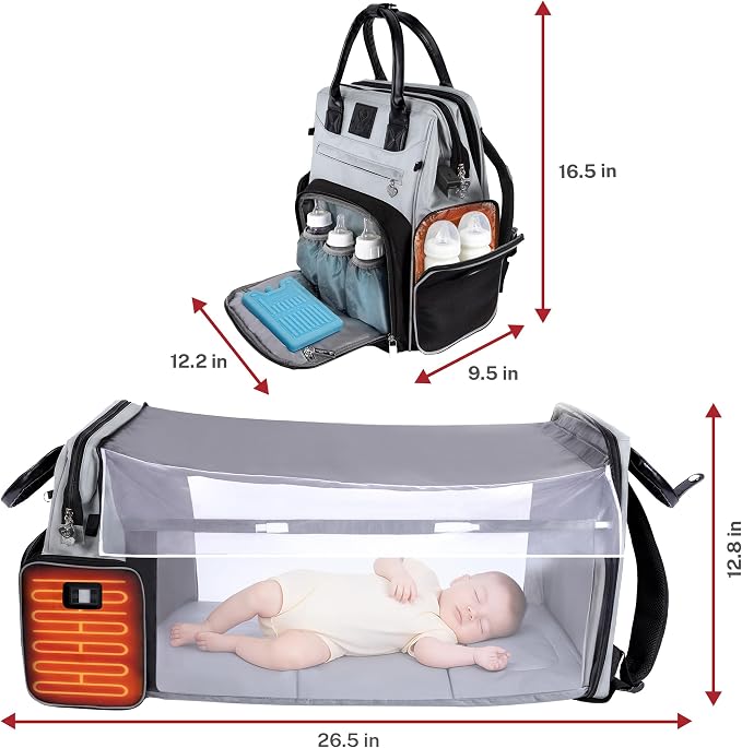 Premium Baby Diaper Bag with Changing Station, Diaper Bag Backpack w/ Pad | Award-winning, built-in changing station, warming pockets, waterproof, travel ready, unisex - Image 5