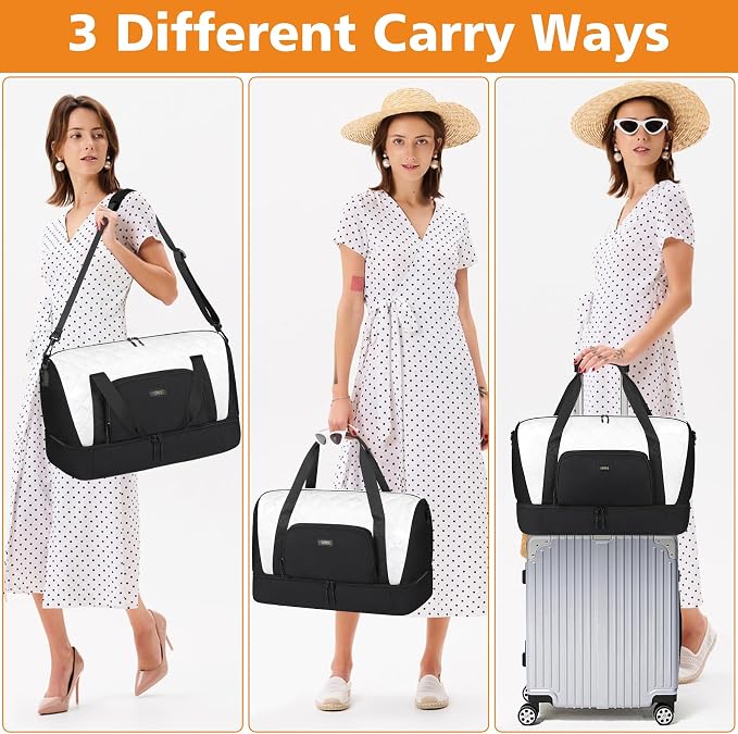 TIBES Travel Weekender Bag for Women, Overnight Bag with Shoe Compartment | 3PCS Large Travel Duffel Bag for Gym, Travel, Hospital, Business Trip, Carry On Tote, Wet & Dry Separation, Water Resistant - Image 6