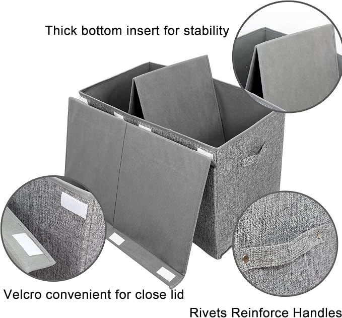 Large Toy Box Chest with Lid, Collapsible Sturdy Toy Storage Organizer Boxes Bins Baskets for Kids, Boys, Girls, Nursery, Playroom, 25"x13" x16" (Linen Gray) - Image 3