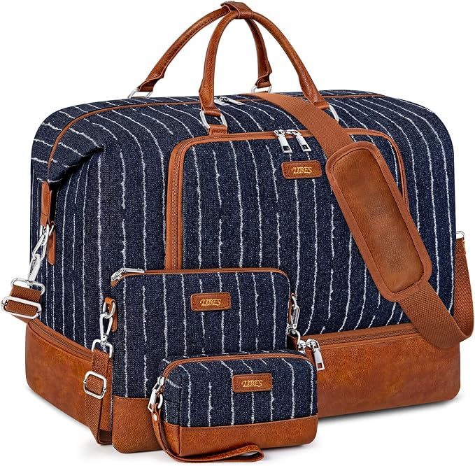 TIBES Travel Weekender Bag for Women, Overnight Bag with Shoe Compartment | 3PCS Large Travel Duffel Bag for Gym, Travel, Hospital, Business Trip, Carry On Tote, Wet & Dry Separation, Water Resistant by TIBES