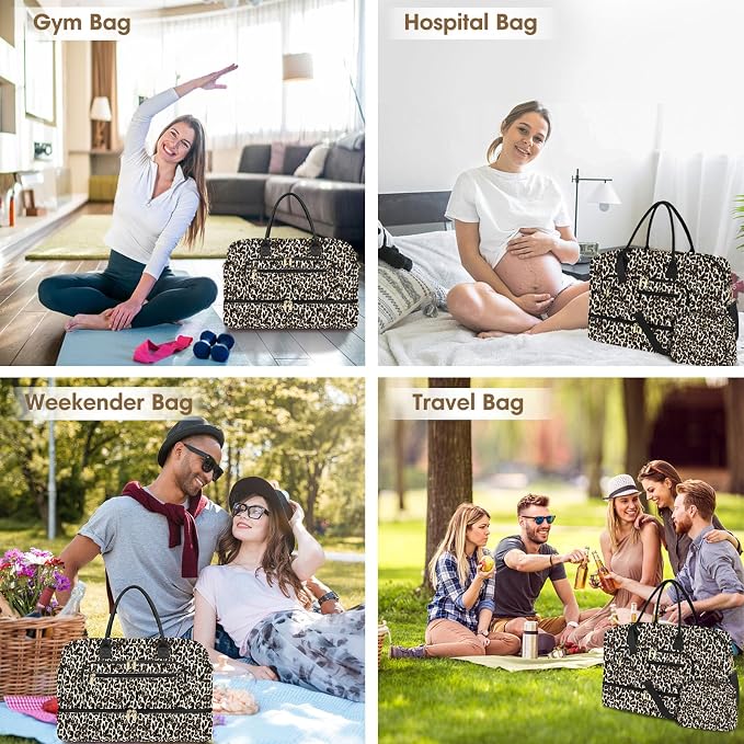 Travel Duffle Bag Weekender for Women - Carry-On Overnight Personal Item Bag with Shoe Compartment & Wet Pocket Large Weekend Tote Bags with Toiletry Hospital Bags for Labor and Delivery - Image 6