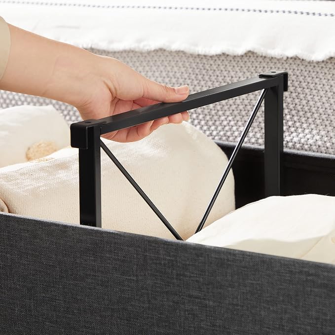 SONGMICS MAZIE Collection - 43 Inches Storage Ottoman, Foldable Storage Bench with Flipping Lid, 660 lb Load Capacity, for Entryway, Living Room, Bedroom, Dark Gray ULSF76GYZ - Image 9
