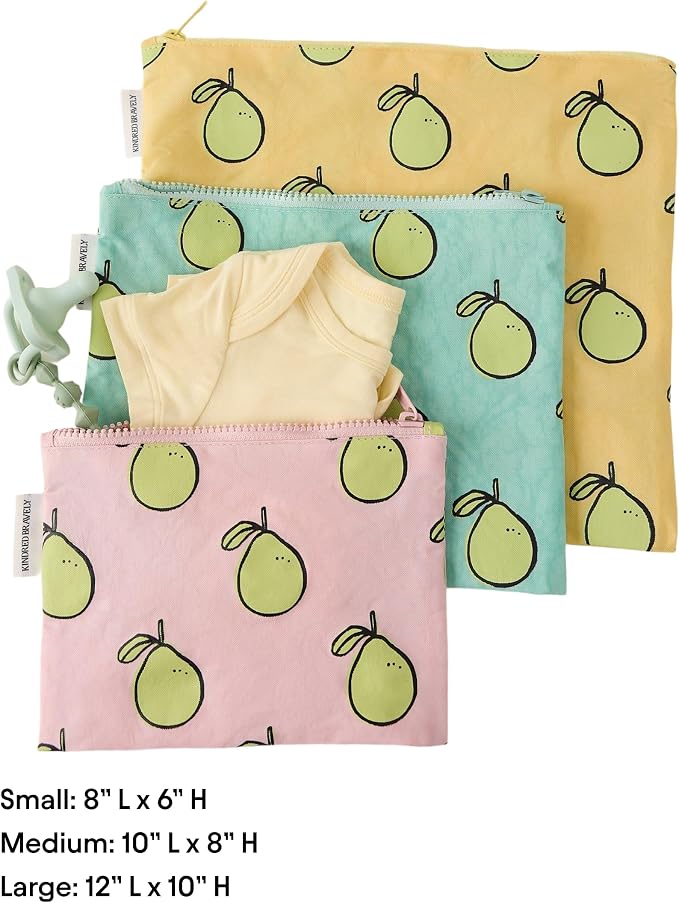 Zipper Pouch 3 Piece Set Diaper Bag Organizer for Baby Essentials | Stand up gusseted nylon pouches that fold flat when empty. Reusable on the go travel storage for snacks clothes toys and more - Image 2