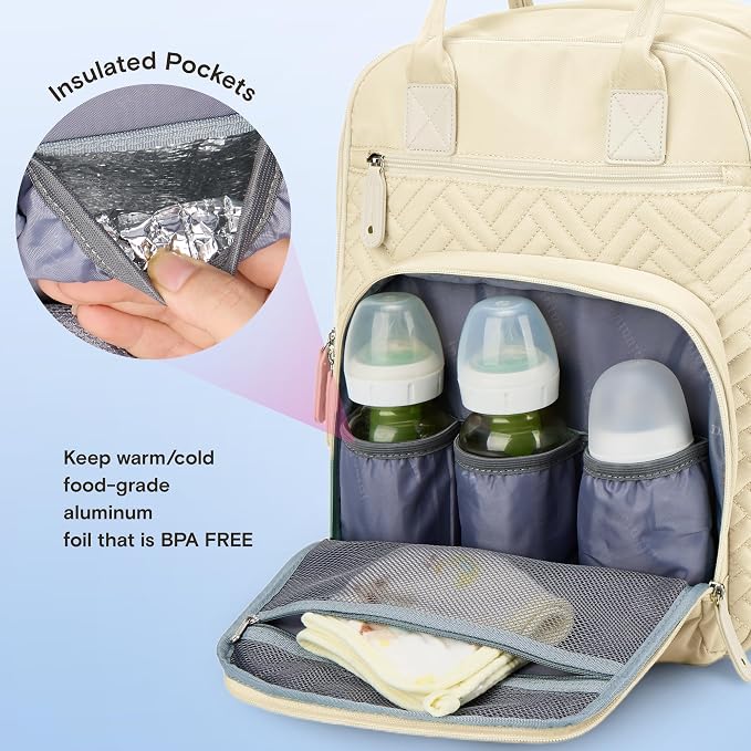 iniuniu Baby Diaper Bag Backpack, 4 in 1 kit Large Capacity Travel Backpack | Waterproof Backpack for Moms Dads,Travel Backpack with Pouch,Washable Changing Pad, Baby Essentials - Image 6