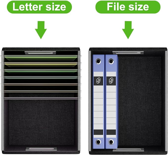 File Organizer Box with Lids, Collapsible File Folder Organizer | File Box with Plastic Slides for Document, Filing Bin for Letter Size Hanging File Folders (2 Pack, Green, Leather) - Image 3