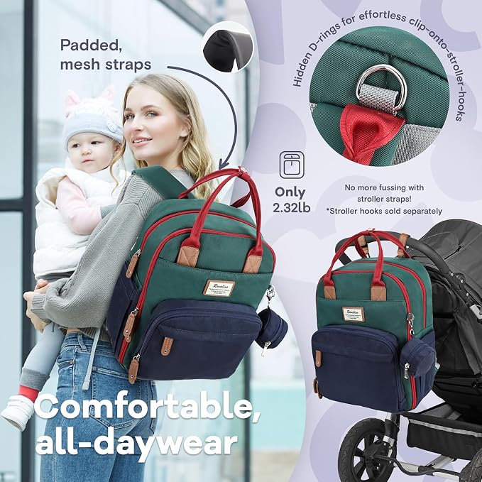 RUVALINO Baby Diaper Bag Backpack with Changing Pad, Baby Shower Gifts | Baby Essentials, Waterproof Travel Baby Bags for Mom Dad Girl Boy, Insulated Bottle Holders, Pacifier Case, Large Capacity - Image 7