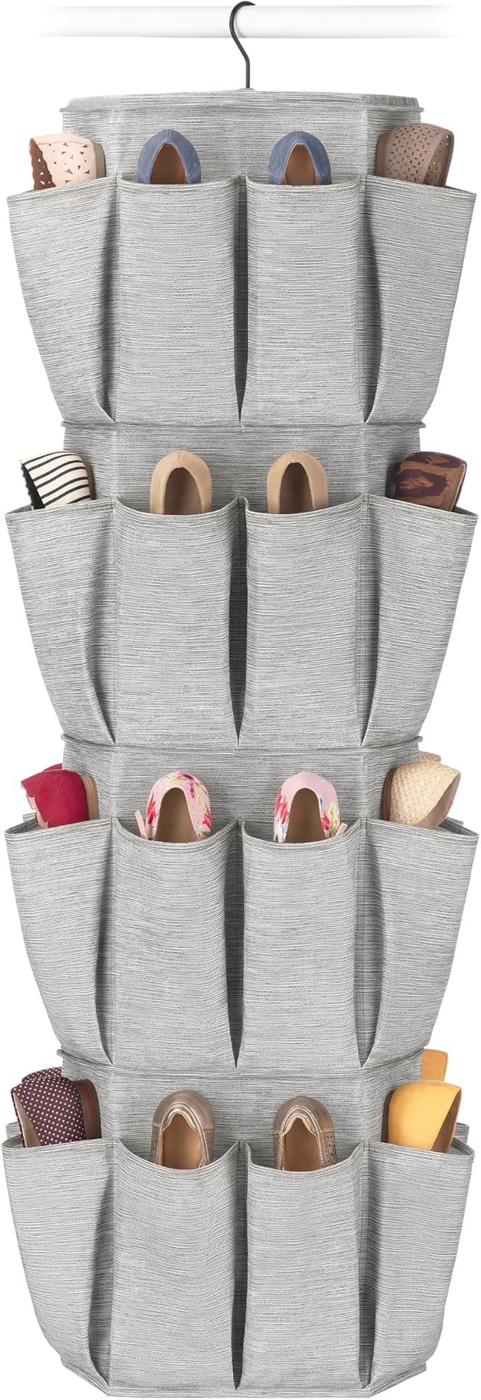 Whitmor Rotating Closet Organizer - 4 Shelves and 24 Pockets - Crosshatch Grey - Image 4