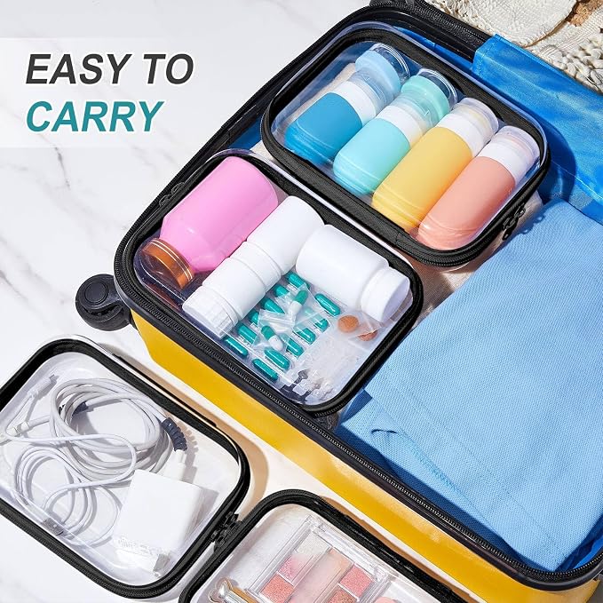 Sanwuta 6 Clear Hard Zipper Case,Black,7.09 X 5.12 X 2 Inch | Pencil Case Pouches ,Makeup Bag,Plastic Toiletry Diaper Bag ,Travel Toy Storage,Waterproof Organizer Bins - Image 6