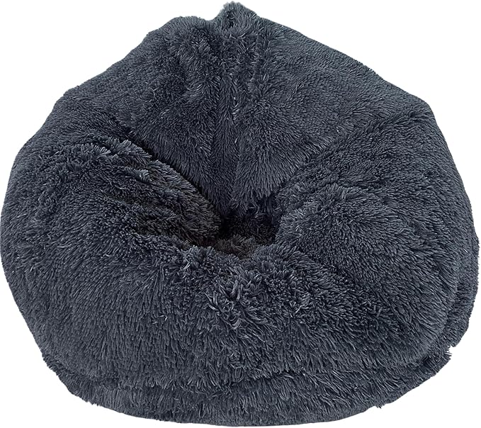 Bean Bag Stuffed Animal Storage Chair Cover (No Filler) for Kids and Adults. Extra Large Bird's Nest Beanbag Memory Foam Soft Premium (Castlerock Grey, 3 ft (Cover Only)) by Delmach