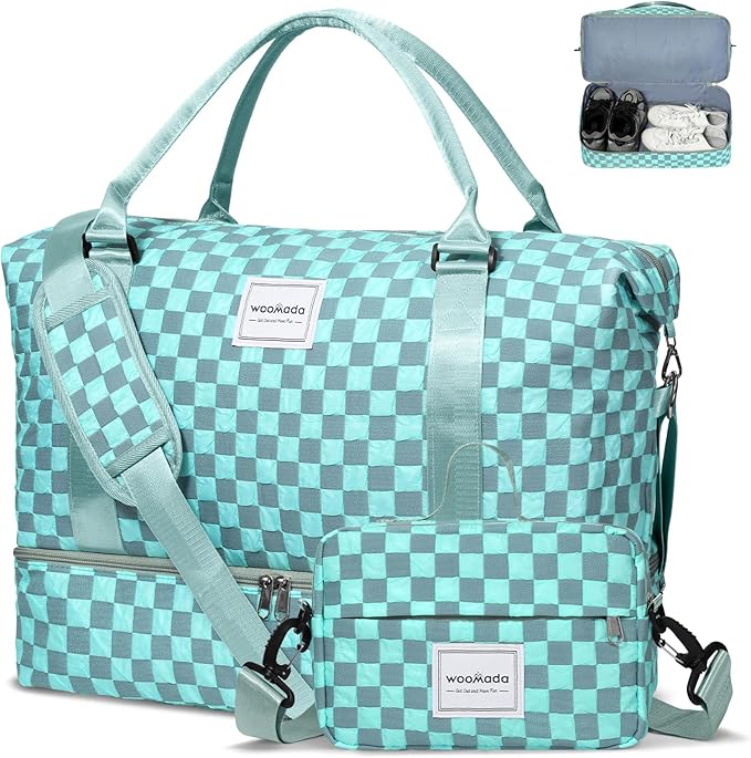 WOOMADA Weekender Overnight Bag for Women, Shoulder Travel Duffel with Shoes Compartment,Gym Bag with Toiletry Bag by WOOMADA