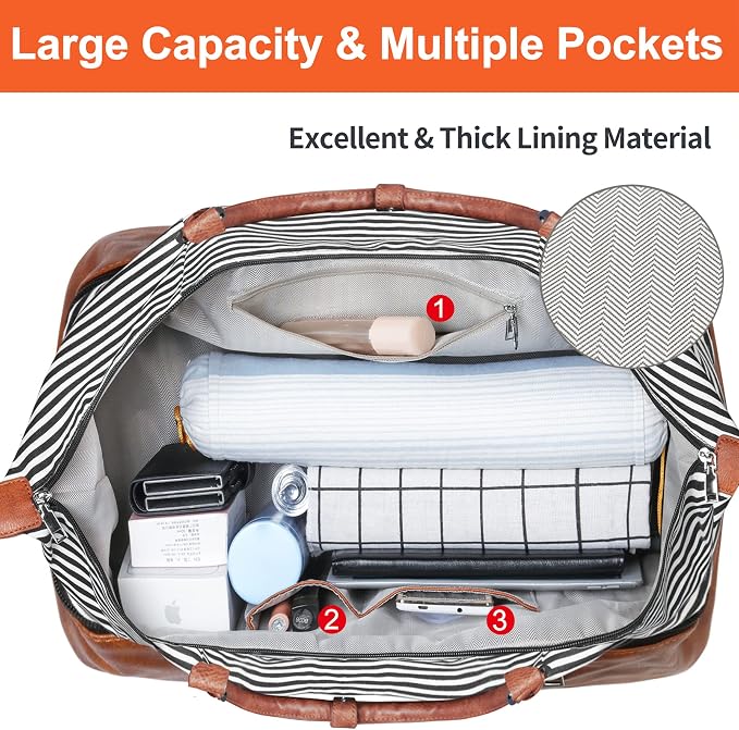 Weekender Bags for Women, 21" Travel Duffle Bag with Shoe Compartment | 3PCS Carry On Overnight Large Duffel Bag with Crossbody Bag and Toiletry Bag for Weekend Travel Gym Hospital Business Trip - Image 7