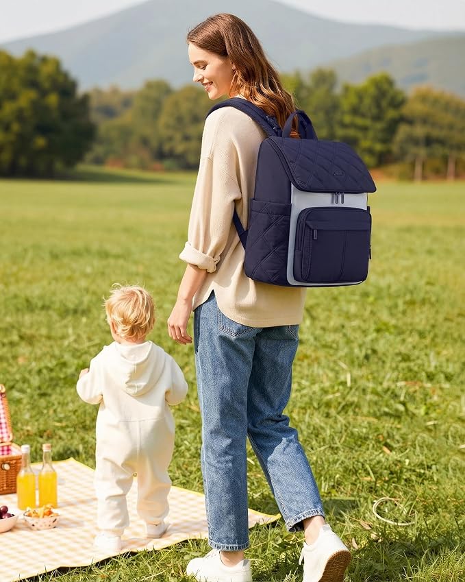 LOVEVOOK Diaper Bag Backpack With Pocket For Large Capacity Cup,Multi-Function Baby Travel Bag For Mom Dad,Waterproof Baby Bag for Boys Girls with Changing Pad,Insulated Bag,Stroller Straps,Blue - Image 6