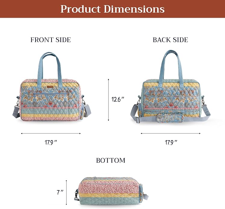Maison d' Hermine Weekender Bags for Women Cotton Quilted Duffel Overnight Luggage Weekend Bag for Men Gym Gifts Travel | Overnight Luggage Weekend Bag for Men Gym Sports Gifts Duffle bag Business Travellers Trip Spring Summer - Image 5