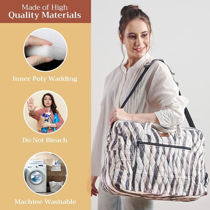 Maison d' Hermine Weekender Bags for Women Cotton Quilted Duffel Overnight Luggage Weekend Bag for Men Gym Gifts Travel | Overnight Luggage Weekend Bag for Men Gym Sports Gifts Duffle bag Business Travellers Trip Spring Summer - Image 2