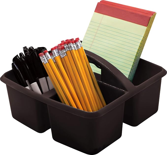 Teacher Created Resources Black Portable Plastic Storage Caddy 6-Pack for Classrooms, Kids Room, and Office Organization, 3 Compartment - Image 2