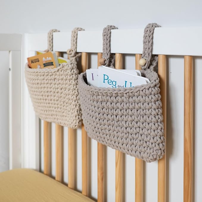 Crane Baby Hanging Bin Trio, Nursery Storage & Organization Products, Hanging Stuffed Animal Storage Solution, Nursery Pocket Organizer, Baby Organizers, Boho Decor Accent, Crib Accessories - Image 4