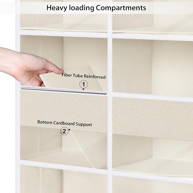 Univivi Upgraded Over Door Organizer for Baby Stuff, Beige Pattern, 6-Shelf | Fabric Behind Door Storage with Clear Window Deep Pockets, Over Door Hanging Organizer for Baby Essential, Bedroom, and Dorm - Image 5