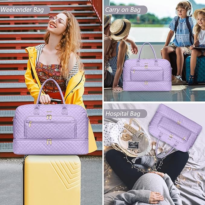 Travel Duffel Bags for Women with Shoe Compartment, Weekender Overnight Bag with Wet Pocket & Toiletry Bag, Carry On Personal Item Bag, Travel Tote Gym Bag, Hospital Bags for Labor and Delivery - Image 6