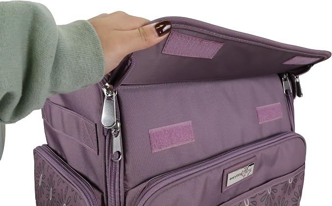 Everything Mary Rolling Scrapbook Tote – Purple Pattern Spacious Craft Storage with Multiple Pockets for Art Supplies, Tools & Essentials – Portable, Durable & Foldable - Image 8