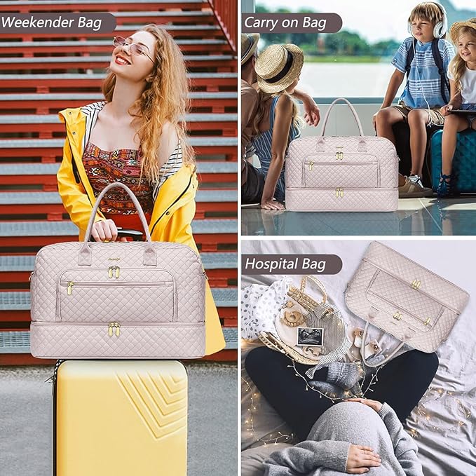 Travel Duffel Bags for Women with Shoe Compartment, Weekender Overnight Bag with Wet Pocket & Toiletry Bag, Carry On Personal Item Bag, Travel Tote Gym Bag, Hospital Bags for Labor and Delivery - Image 6