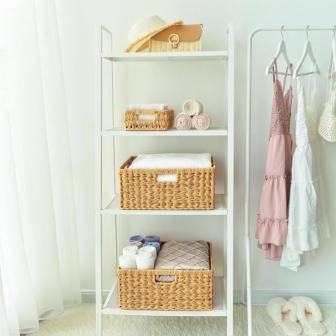 GRANNY SAYS Extra Large Wicker Baskets with Handles, Woven Baskets, 1-Pack | Plastic Waterproof Woven Baskets for Storage, Natural Storage Baskets for Shelves, Wicker Storage Baskets for Organizing - Image 8