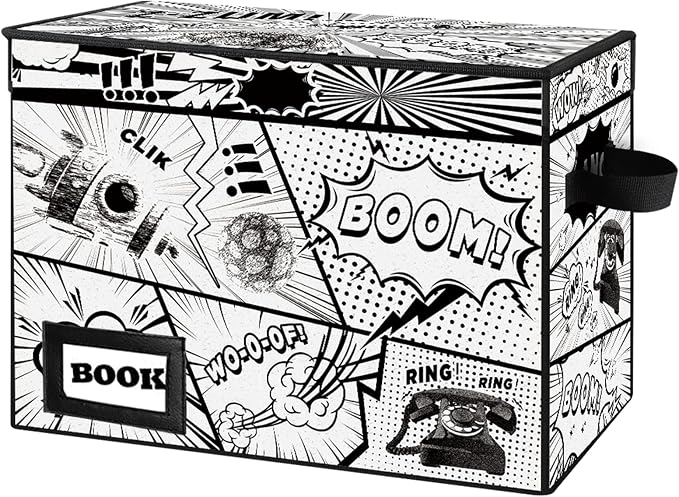 Collection Comic Book Storage Boxes, Protector Organizer 15.8" X 7.8" X 11.8" Collapsible Short Box Holds 160-180 Comic Book Heavy Duty Bin Container Holder Shelf by YNSZAS