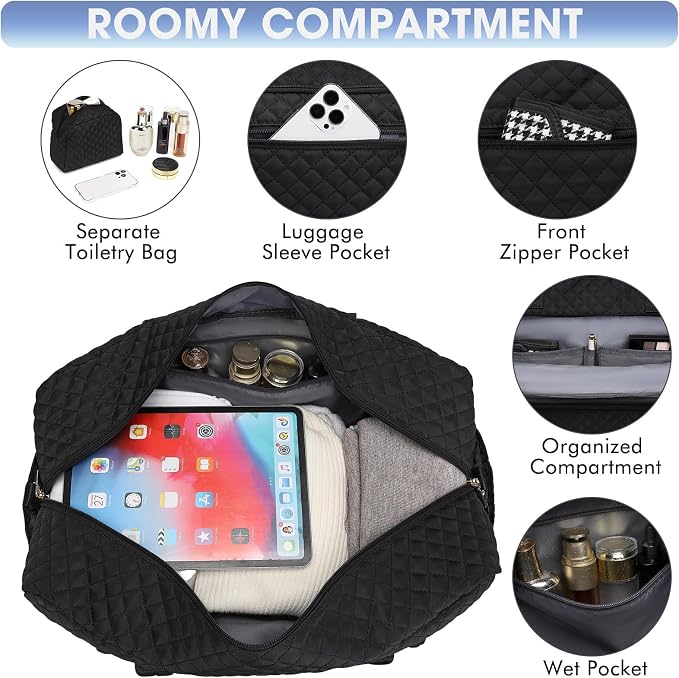 Travel Duffle Bag Weekender for Women - 38L Carry-On Overnight Personal Item Bag with Shoe Compartment & Wet Pocket Weekend Tote Bags with Toiletry Hospital Bags for Labor and Delivery - Image 4