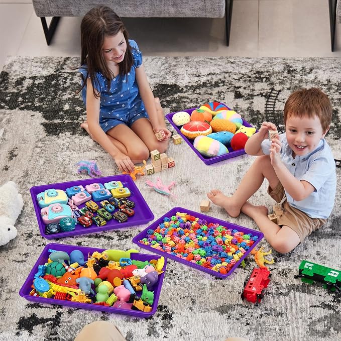 Maitys 15 Pack Plastic Art Trays 12 x 16 Inch Activity Crafts Trays Sensory Tray DIY Projects, Painting, Beads, Jewelry Office Home Organizer Arts and Crafts Supplies(Purple) - Image 7