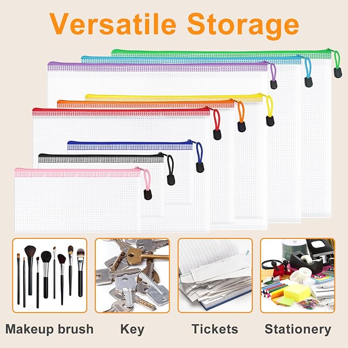 36Pack A4 Letter Size Mesh Zipper Pouch Bags, 12 Colors | Waterproof Document Zipper Pouches for Storage, Teacher School, Toys, Puzzle, Office, Travel, Craft - Image 6