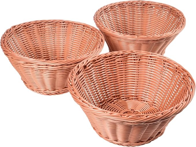 Constructive Playthings Plastic Wicker Storage Baskets, Round, Set of 3 | Organization Bins for Classroom, Home Decor, or Office Use, 10.5" x 4.75” - Image 3