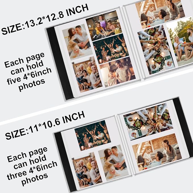 Zesthouse Photo Album Self Adhesive Pages, 60 Pages Magnetic Scrapbook Albums with Sticky Page, Photos Album Holds 8x10 & 5X7 & 4x6 & 6x8 & 3x5, Large Picture Book Ideal Gift for Family Wedding Baby - Image 4