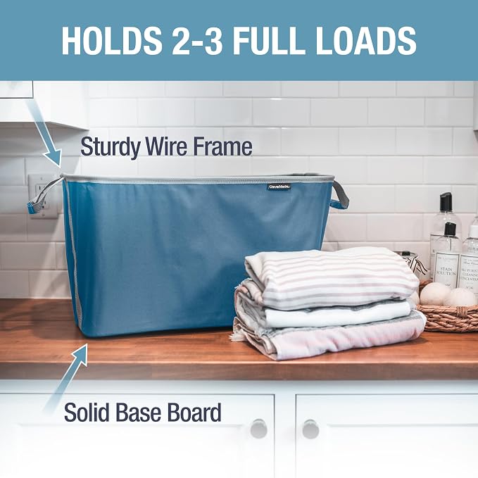 Collapsible Laundry Basket - Denim/Shadow Gray(2PK) | Clear Floor Space Between Laundry Days | Each Basket Holds 55 lb, Stays Upright While Loading, and Folds to 1.25 Inches - Image 2
