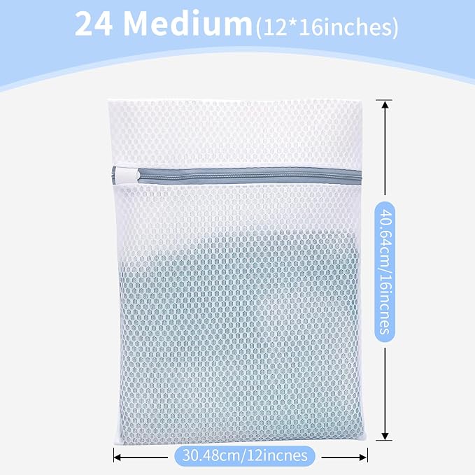 24PCS 12X16IN Laundry Bags Mesh Wash Bags for Strong Zipper | Upgraded Honeycomb and Fine Mesh Design Delicate Laundry Bag for Clothes, Bras,Socks,Travel Organization - Image 2